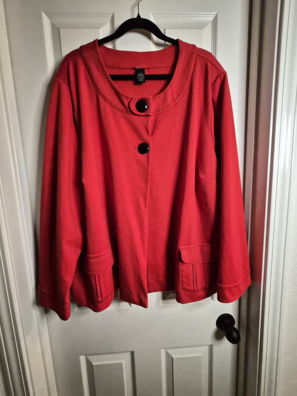 The Avenue Brand Bright Red 2 Button-Front Jacket #0012